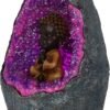 Light Collection~Zen Geode Baby Buddha Crystal Backflow Incense Burner, Purple, 14.5cm