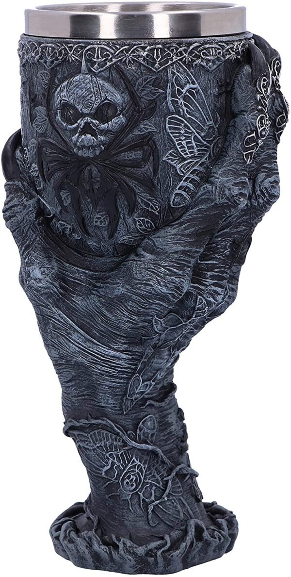 Dark Collection~Baphomet's Grasp Horror Hand Goblet Glass, Polyresin, Black and Silver, 18cm