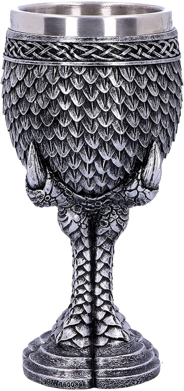 Fantasy Collection~ U4708P9 Grey Scale Dragon Claw Goblet 16.7cm, Resin w. Stainless Steel