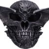 Artist Collections~ Spiral Dark Gothic Bat Skull Figurine Ornament, Black, 19cm