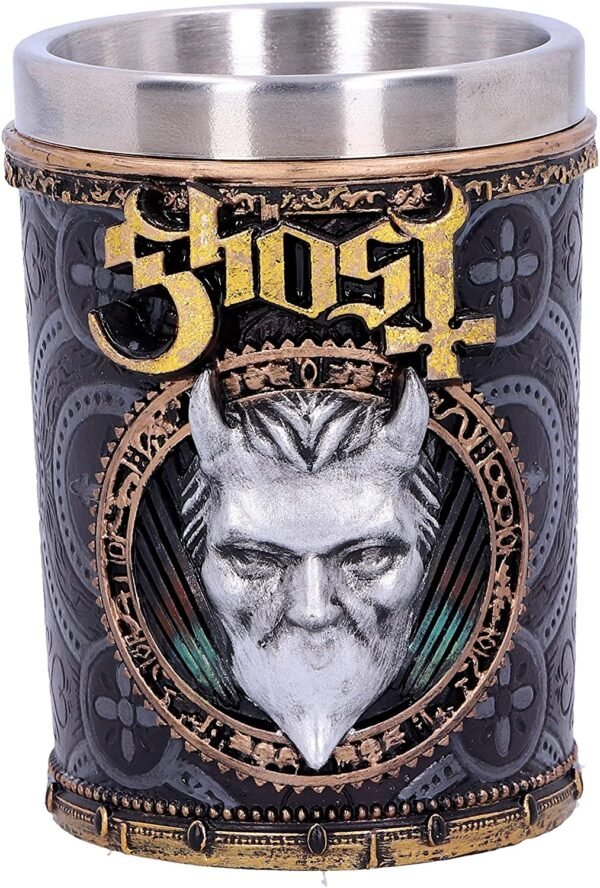 Band Merchandise~ B4858P9 Ghost Gold Meliora Shot Glass, Resin w. Stainless Steel