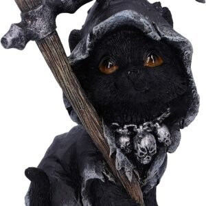 Dark Collection~Amara Grim Reaper Fline Cat Figurine, Black, 10.2cm
