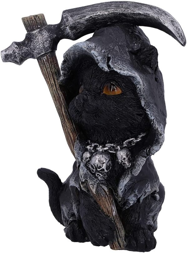 Dark Collection~Amara Grim Reaper Fline Cat Figurine, Black, 10.2cm