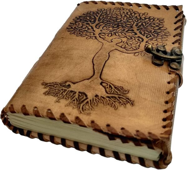 Witchcraft~Leather Celtic Tree of Life Book of Shadows Blank Spell Book Wicca