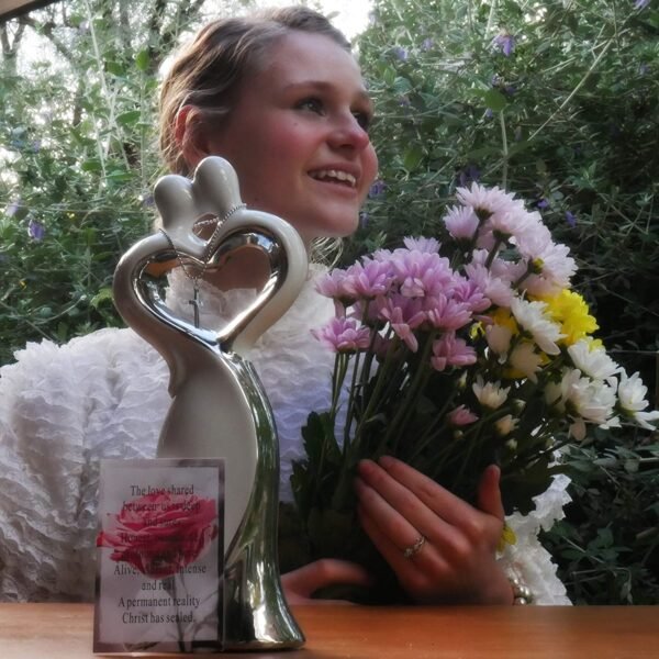 Magic  Collection~epiphaneia Christian Wedding Statue with Poem and Cross in Heart - Wedding Gifts for The Couple in Love, Engagement, Anniversary, Bridal Shower, Present for Bride & Groom, Religious Marriage