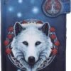 Artist Collections~ Lisa Parker Guardian of The Fall White Autumn Wolf Embossed Purse, Blue, 18.5cm