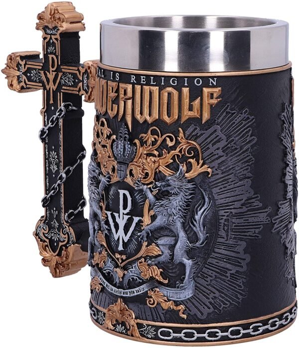 Band Merchandise~ Officially Licensed Powerwolf Metal is Religion Rock Band Tankard, Black, 17.5cm