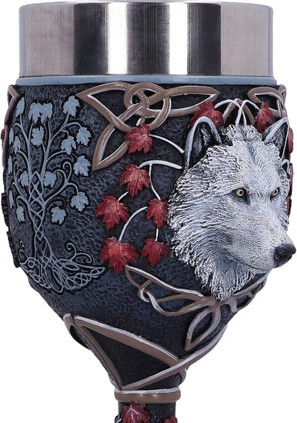 Magicun N.Giftware~White Lisa Parker Guardian of The Fall Autumn Wolf Goblet, 19.5cm