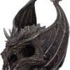 Artist Collections~ Spiral Dark Gothic Draco Skull Dragon Figurine Ornament, Brown, 19cm