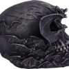 Artist Collections~ Spiral Dark Gothic Bat Skull Figurine Ornament, Black, 19cm