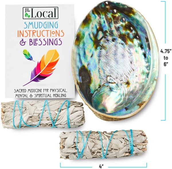 Witchcraft~Origins Smudging Kit - 2 White Sage Smudge Stick + Abalone Shell Bowl | Sustainably Sourced Healing Incense for Home Cleansing, Protection, Meditation, Positive Energy