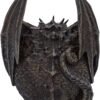 Artist Collections~ Spiral Dark Gothic Draco Skull Dragon Figurine Ornament, Brown, 19cm