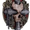 Artist Collections~ Spiral Darkness Cross Baroque Skull and Chains Wall Plaque, Red, 32cm