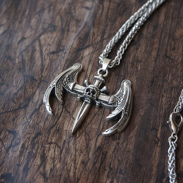 Gothic Hop Skull Cross with wing Pendant Necklace For Men Gift Jewelry