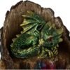 Magicun N.Giftware~Arboreal Hatchling Green Dragon in Tree Trunk Light Up Figurine, 10.8cm, Red