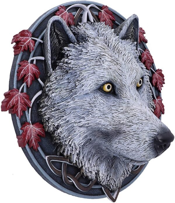 Artist Collections~ Lisa Parker Guardian of the Fall White Autumn Wolf Wall Plaque, 29cm