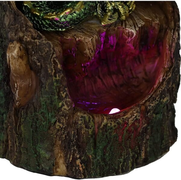 Fantasy Collection~ Arboreal Hatchling Green Dragon in Tree Trunk Light Up Figurine, Red, 10.8cm