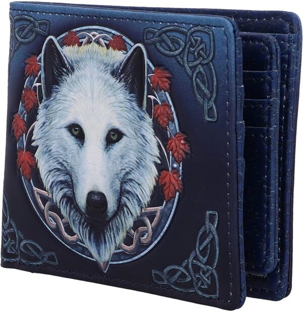 Magicun N.Giftware~Lisa Parker Guardian of The Fall White Autumn Wolf Wallet, 11cm, Blue