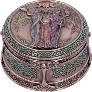 Wiccan Collection~H4743P9 Maiden Mother Crone Box 9.5cm, Resin, Bronze, One Size
