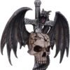 Artist Collections~ Spiral Draco Skull Dragon and Dagger Wall Plaque, Silver, 36.5cm
