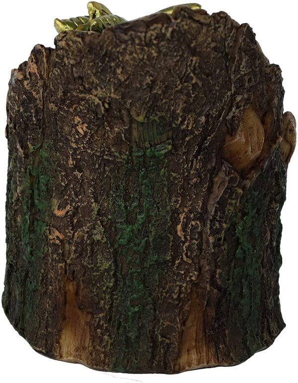 Fantasy Collection~ Arboreal Hatchling Green Dragon in Tree Trunk Light Up Figurine, Red, 10.8cm