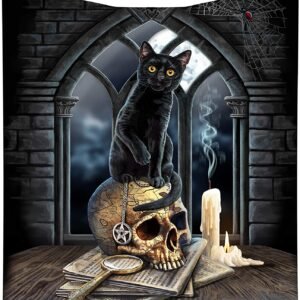 Artist Collections~ Lisa Parker Spirits of Salem Black Cat Familiar Skull Throw Blanket, 160cm