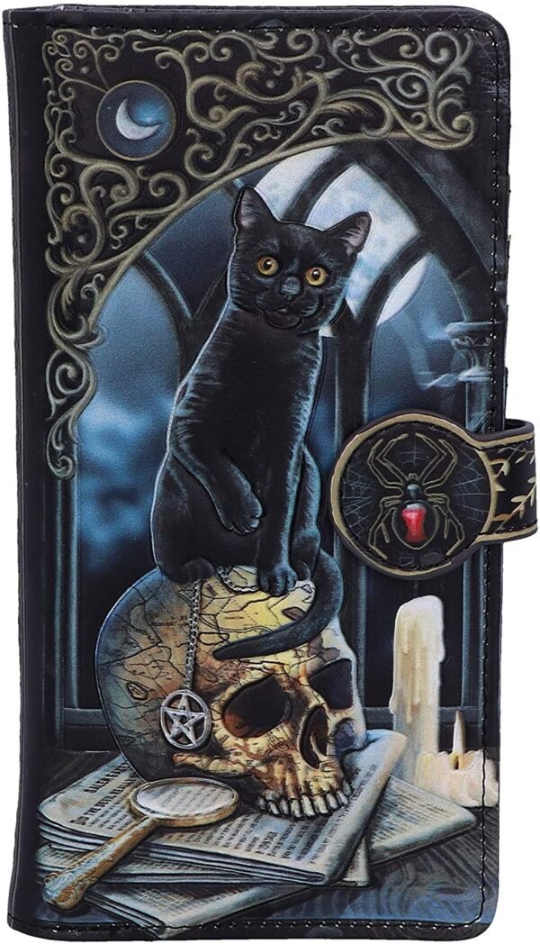 Magicun N.Giftware~Black Lisa Parker Spirits of Salem Cat Skull Map Embossed Purse, 18.5cm
