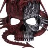 Artist Collections~ Spiral Serpent Infection Dragon and Mutated Skull Wall Plaque, Red, 31.5cm