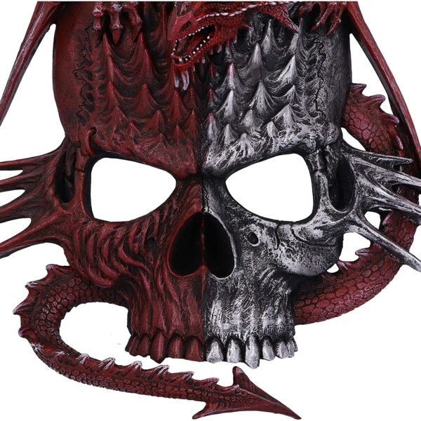 Artist Collections~ Spiral Serpent Infection Dragon and Mutated Skull Wall Plaque, Red, 31.5cm