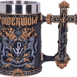 Band Merchandise~ Officially Licensed Powerwolf Metal is Religion Rock Band Tankard, Black, 17.5cm