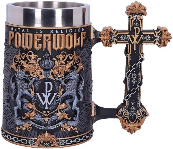 Band Merchandise~ Officially Licensed Powerwolf Metal is Religion Rock Band Tankard, Black, 17.5cm