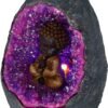 Magicun N.Giftware~Zen Geode Baby Buddha Crystal Backflow Incense Burner, 14.5cm, Purple