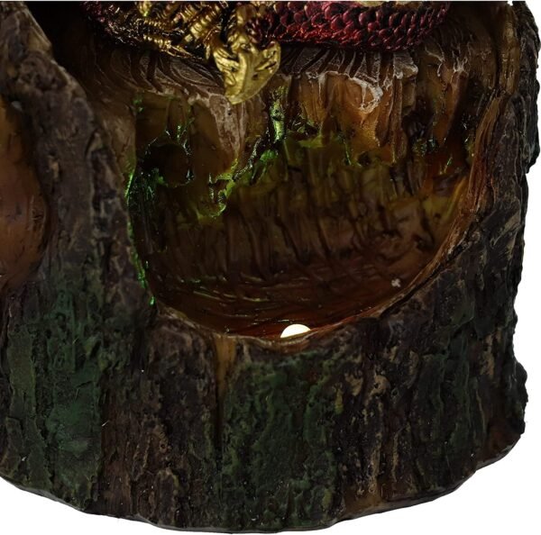 Magicun N.Giftware~Arboreal Hatchling Red Dragon in Tree Trunk Light Up Figurine, 10.8cm, Green
