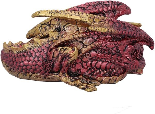 Fantasy Collection~ Aaden Red and Golden Resting Dragon Figurine, 10.2cm