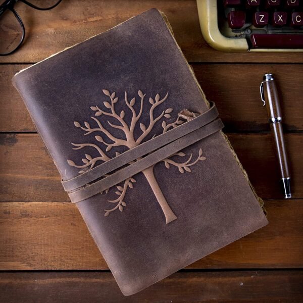Witchcraft~Vintage Leather Journal Tree of Life - Leather Bound Journal - Antique Paper - Beautiful Embossed Tree Leather Sketchbook - For Drawing Sketching and Writing - 200 Pages (7.5" x 5.5", Vintage Brown)