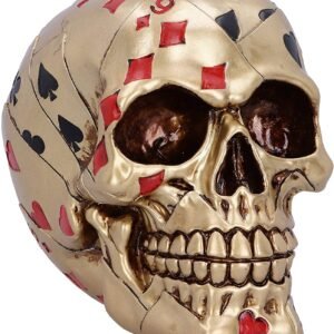 Magicun N.Giftware~Dead Mans Hand Golden Playing Card Skull Ornament, 15cm, Gold