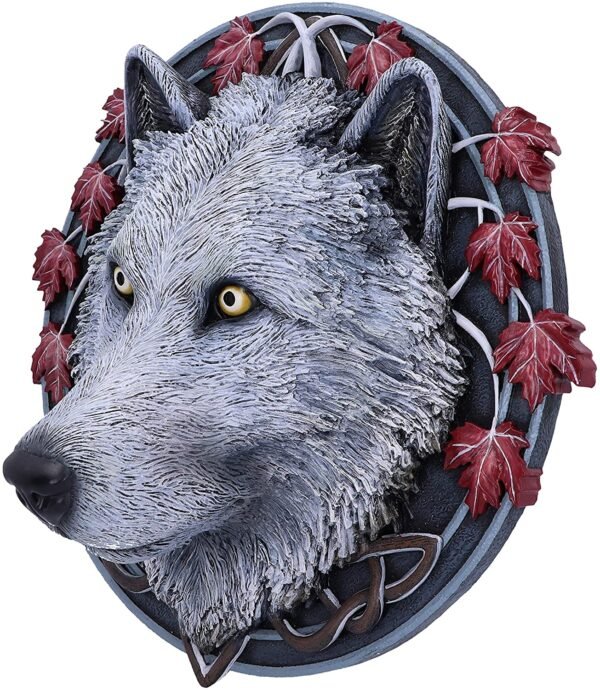 Magicun N.Giftware~White Lisa Parker Guardian of The Fall Autumn Wolf Wall Plaque, 29cm