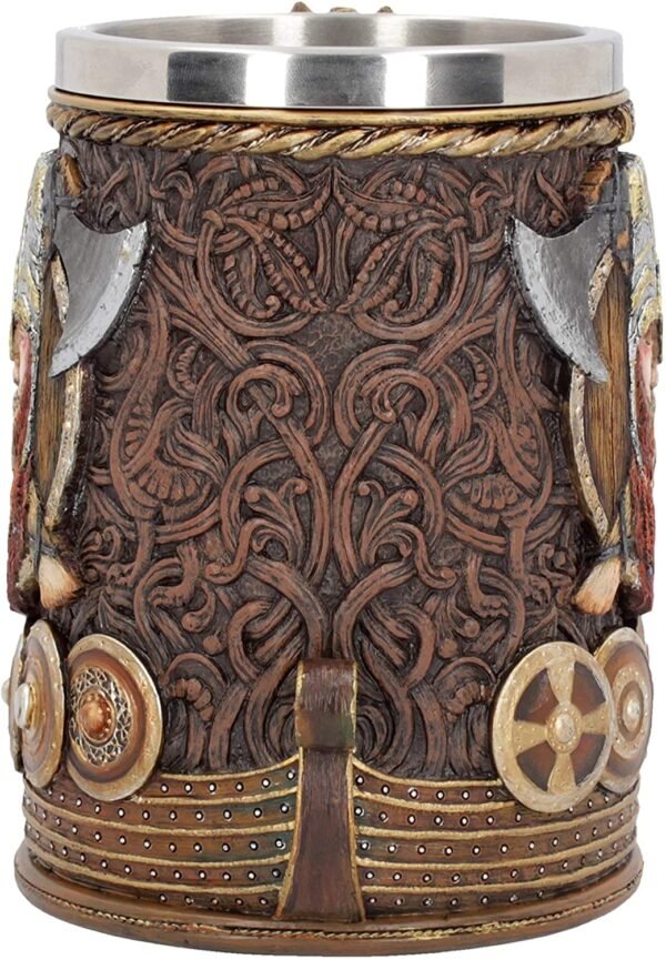 Mythology Collection~ Drakkar Viking Dragon Boat Tankard 15cm, Resin w. Stainless Steel, Painted, One Size