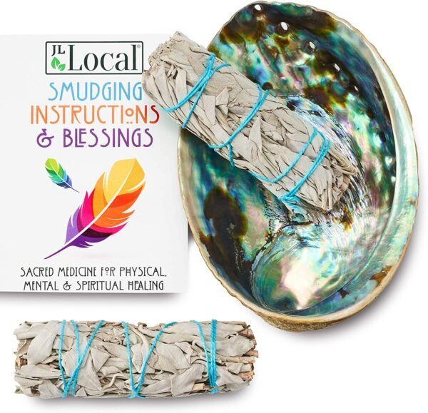 Witchcraft~Origins Smudging Kit - 2 White Sage Smudge Stick + Abalone Shell Bowl | Sustainably Sourced Healing Incense for Home Cleansing, Protection, Meditation, Positive Energy