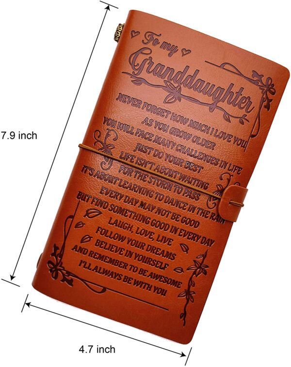 Witchcraft~to My Granddaughter Leather Journal -Follow Your Dreams and Remember to Be Awesome I’ll Always Be with You - 2 Refillable Notepads Writing Diary Gift for Girls(to Granddaughter)