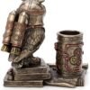 Magic  Collection~5 Inch Steampunk Owl Cell Phone Stand Pen Holder Antique Bronze Finish Statue