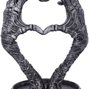 Dark Collection~Gothic Mummified Love Heart Hands Jewellery Dish Holder, Silver, 22cm