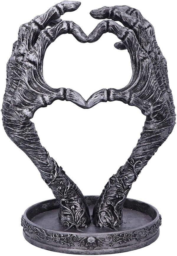 Dark Collection~Gothic Mummified Love Heart Hands Jewellery Dish Holder, Silver, 22cm