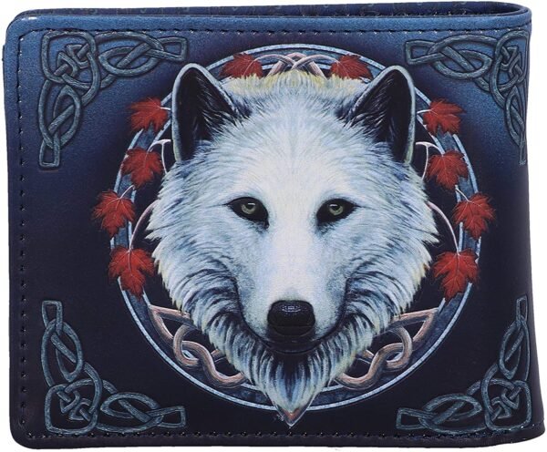 Artist Collections~ Lisa Parker Guardian of The Fall White Autumn Wolf Wallet, Blue, 11cm