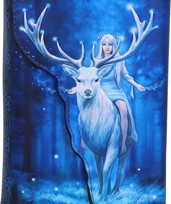 Artist Collections~ Anne Stokes Fantasy Forest Elven Queen and Stag Embossed Purse, Blue, 18.5cm