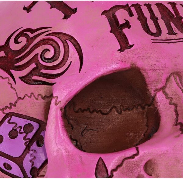 Magicun N.Giftware~Pink Traditional Tribal Tattoo Fund Skull Money Box, 15cm