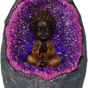Magicun N.Giftware~Zen Geode Baby Buddha Crystal Backflow Incense Burner, 14.5cm, Purple