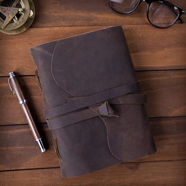 Witchcraft~Vintage Leather Journal lined pages - Leatherbound Journal - Handmade Antique Deckle Edge Paper - Leather Sketchbook - Book of Shadows Journal for men and women (7" x 5", Vintage Brown)