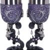 Magicun N.Giftware~Deaths Desire Twin Skull Heart Set of Two Goblets, 18.5cm, Purple