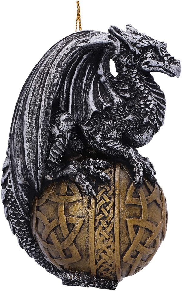 Fantasy Collection~ Balthazar Festive Hanging Dragon Ornament, Gold, 10.16cm